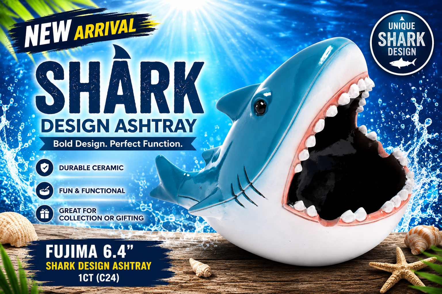 Fujima 6.4" Shark Design Ashtray 1CT (C24) product image