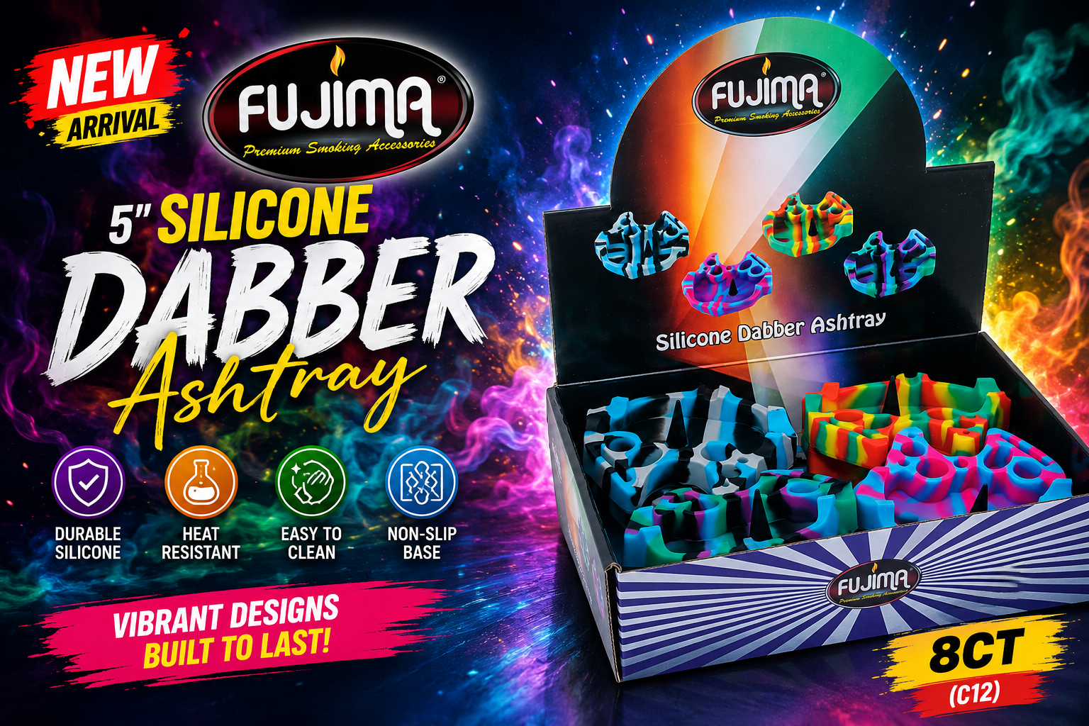 Fujima 5" Silicone Dabber Ashtray 8CT (C12) product image