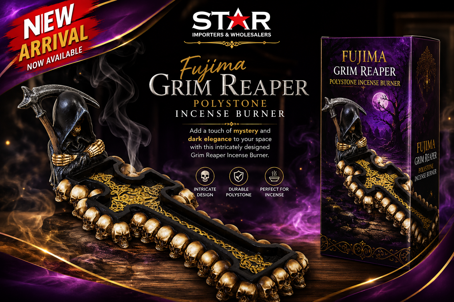 Fujima Grim Reaper Polystone Incense Burner 1CT product image