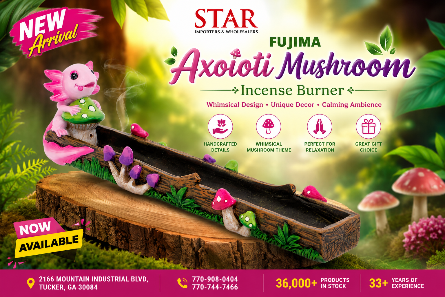 Fujima 10.5" Pink Axoioti Mushroom Incense Burner 1CT product image