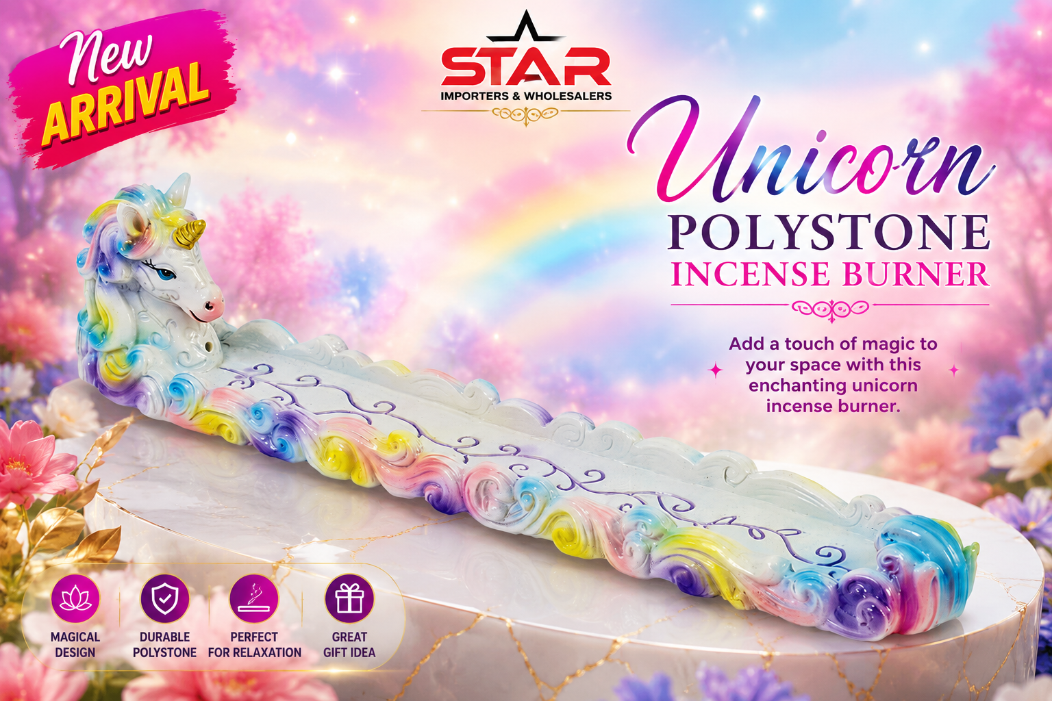 Fujima Unicorn Polystone Incense Burner 1CT product image
