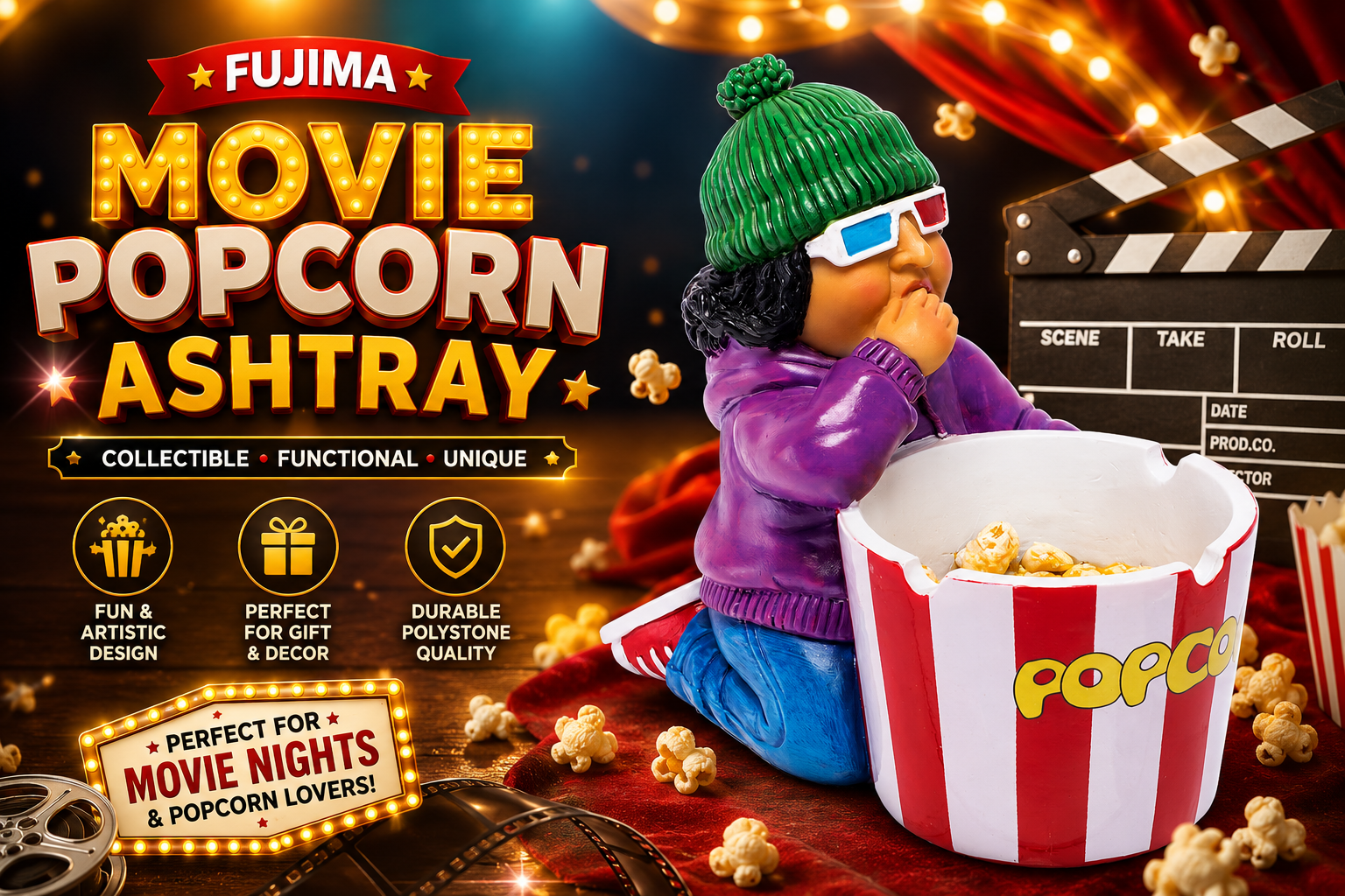 Fujima 7"x 4"x 6" Movie Popcorn Ashtray 1CT (C24) product image