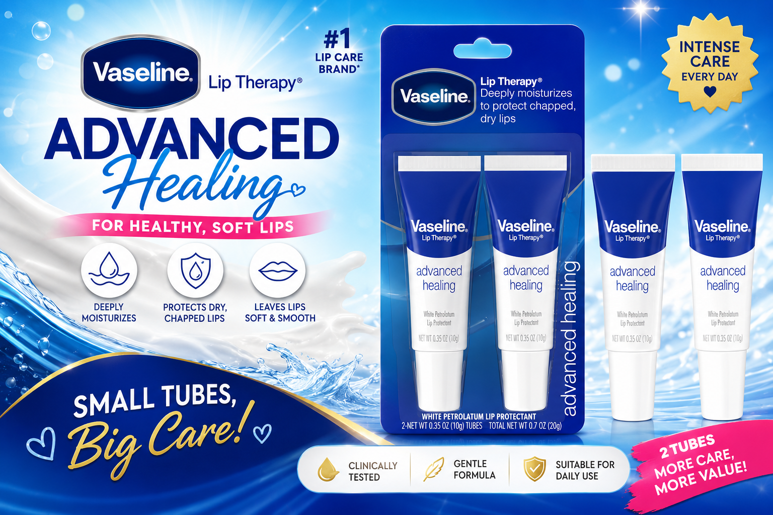 Vaseline Lip Care Tube 0.35Oz + Twin Jar 0.40Oz 1CT (C12) product image
