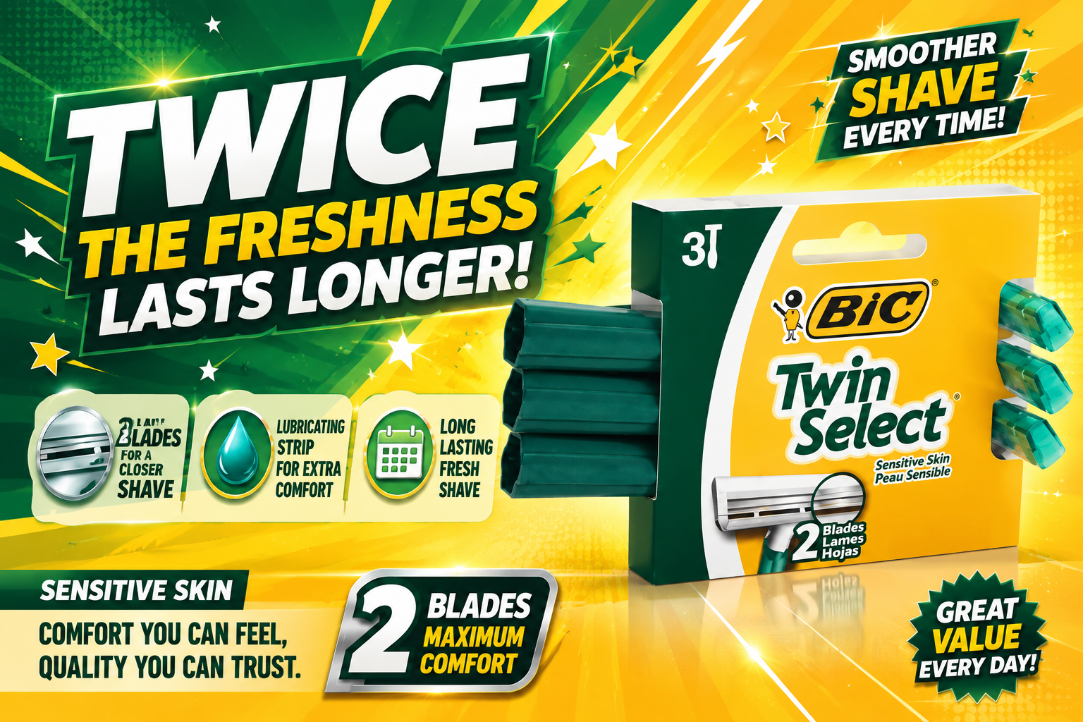 Bic Twin Razor 3Pk Sensitive (C36) product image