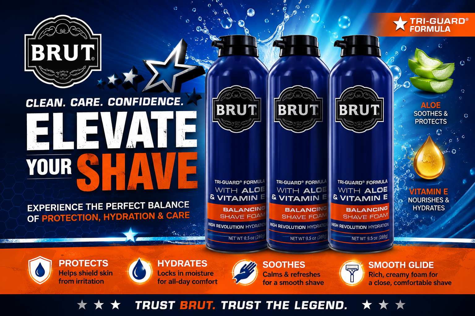 Shave Foam Brut 1CT-9.5OZ W/Aloe Revolution (C12) product image