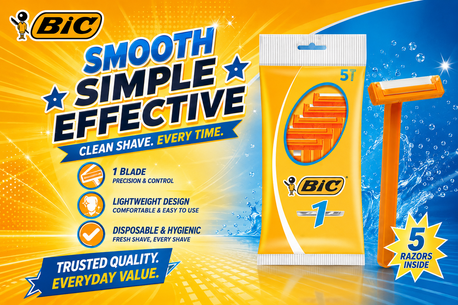 Bic 5Pk Razor Sensitive Yellow (C40) product image