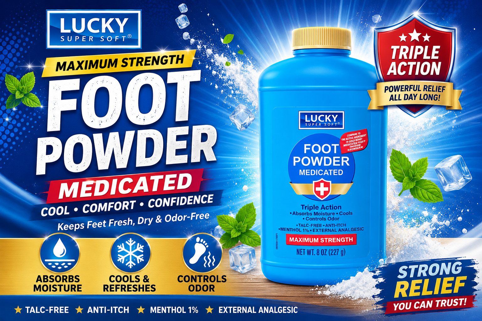 Lucky Super Soft Foot Powder 8OZ 1CT (C12) product image