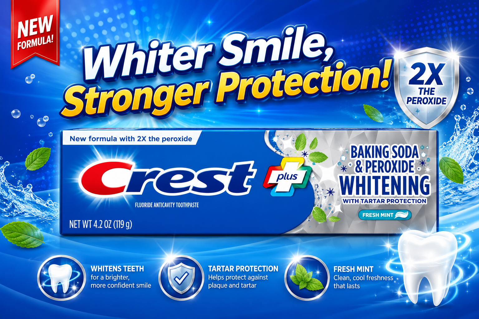 Toothpaste Crest Baking Soda & Peroxide Whitening 4.2OZ 1CT (C12) product image