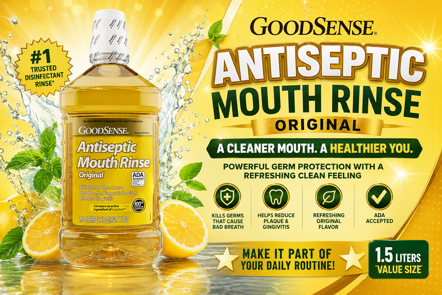 Goodsense Antiseptic Mouth Rinse 1.5 Ltrs 1CT (C6) product image