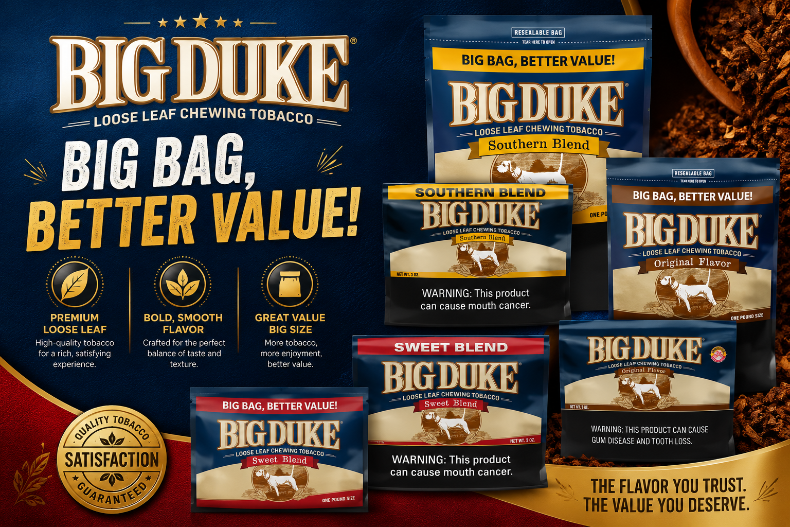 Tob L/L Big Duke 3OZ Pouches $1.99 (C12) product image