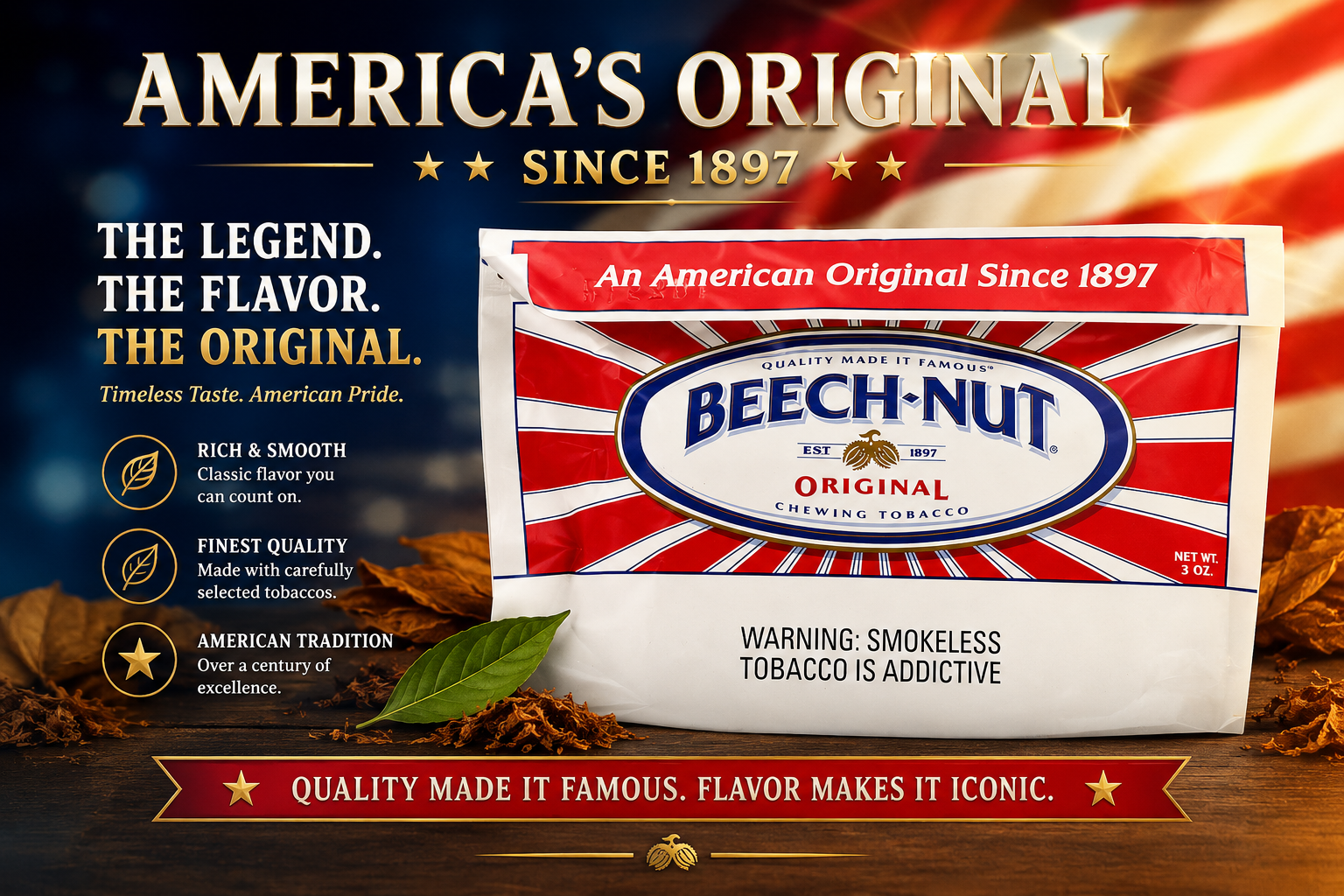 Tob L/L Beechnut 3 Pouches X 4 (C12) product image