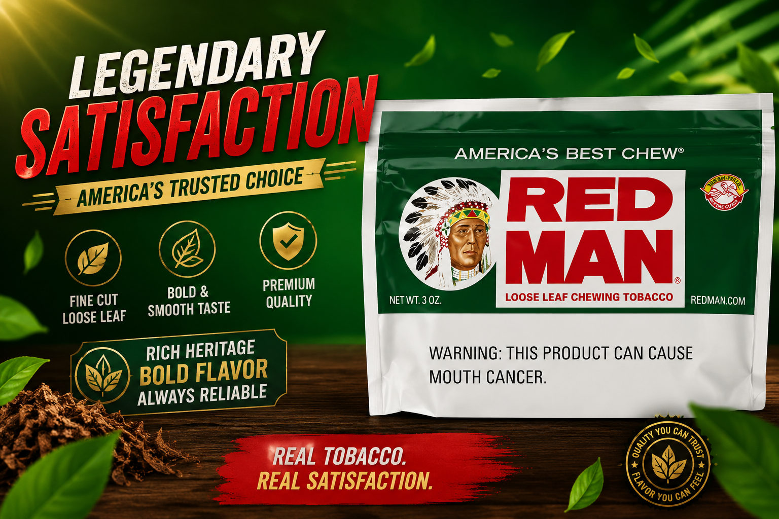 Tob L/L Redman America'S Best Chew Green 3OZ $1.00 Off  (C12) product image