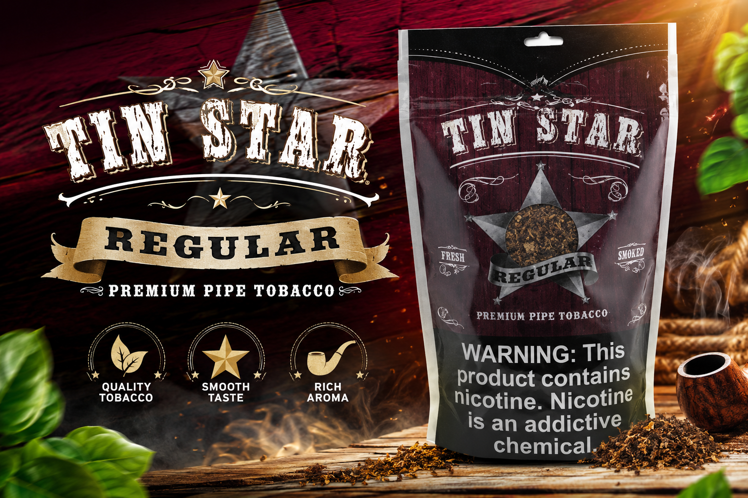 Tob Pipe Tobacco Bag Tin Star B1G1 (C12) product image