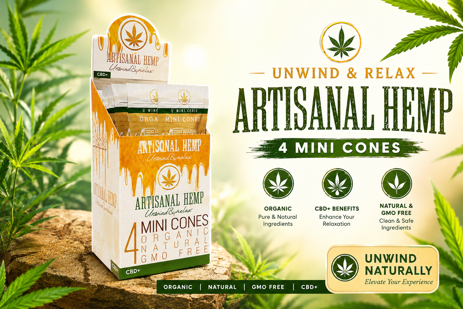 CP Artisanal Hemp Ultra Refined Cones 4PK 15CT  product image