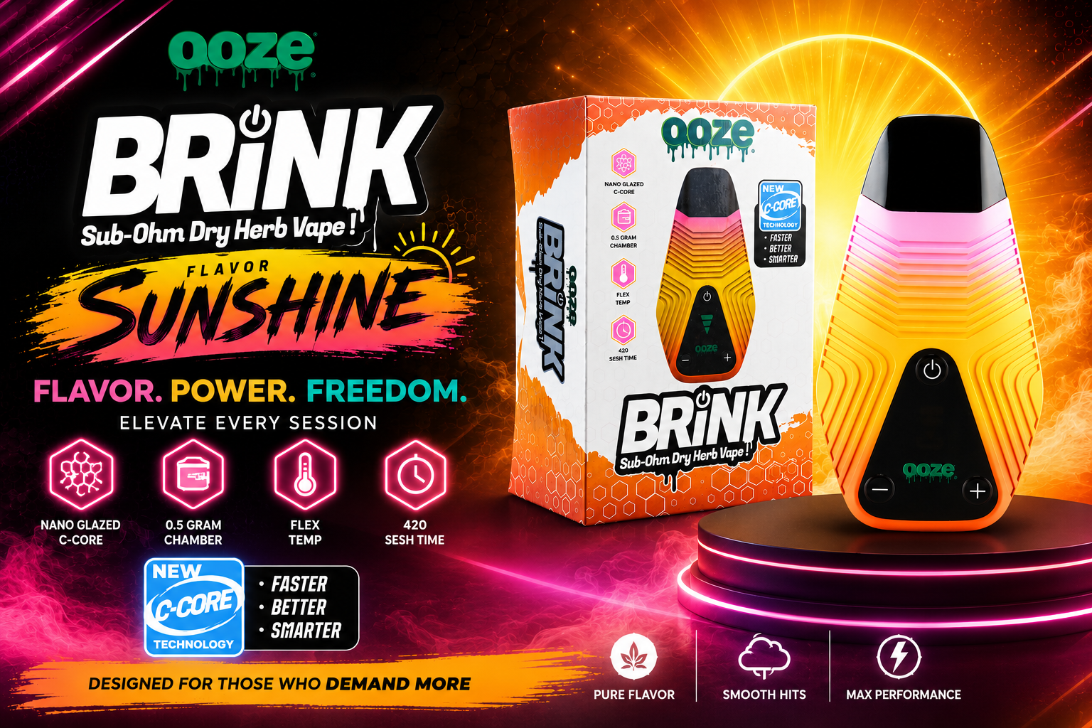 Ooze Brink Sub-Ohm Dry Herb Vape 1800Mah Sunshine 1CT product image
