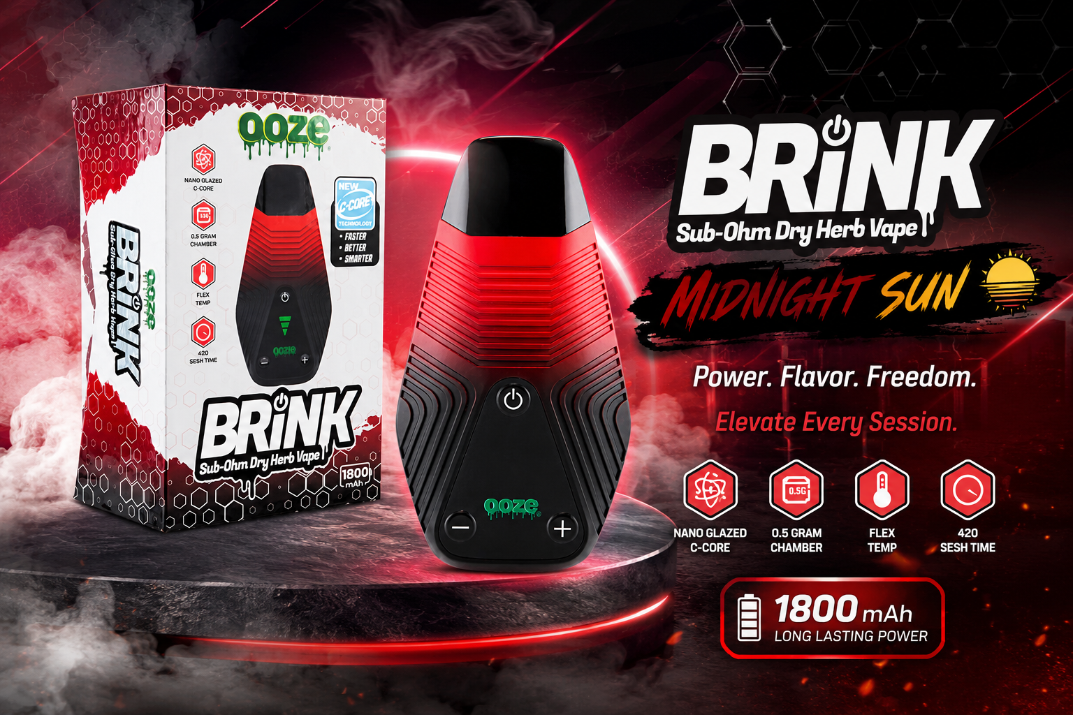 Ooze Brink Sub-Ohm Dry Herb Vape 1800Mah Midnight Sun 1CT product image
