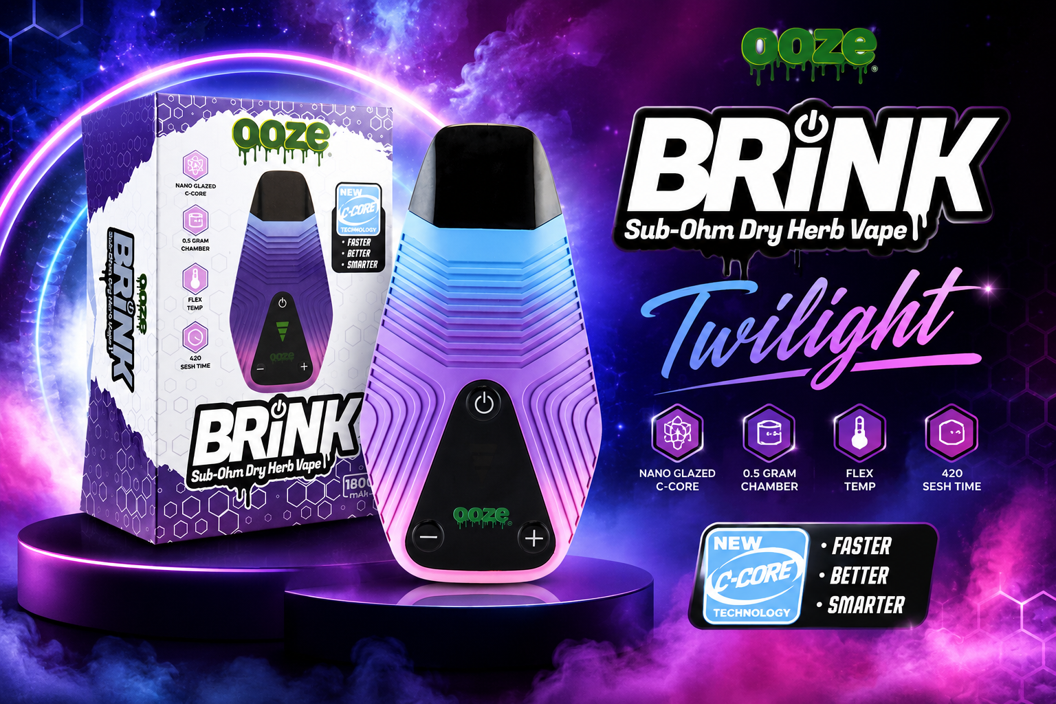 Ooze Brink Sub-Ohm Dry Herb Vape 1800Mah Twilight 1CT product image