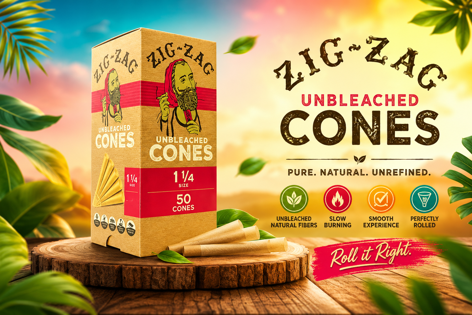 CP Zig-Zag Bulk 84/26 Unbleached 1.25 Cones 50CT (C30) product image