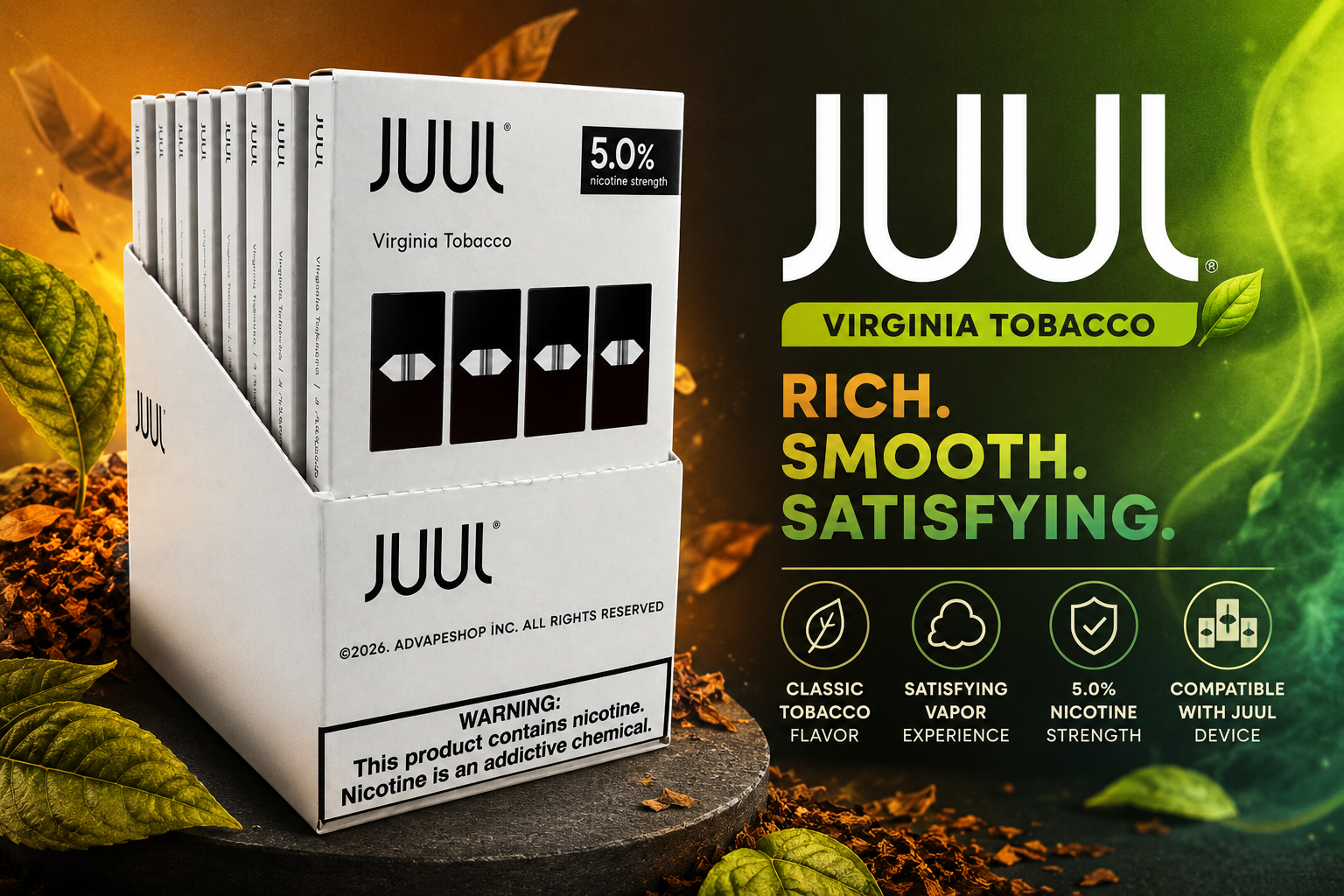 *ML Juul 8 Pod Strength 5% 4CT Virginia Tobacco Pre-Priced $29.99 product image