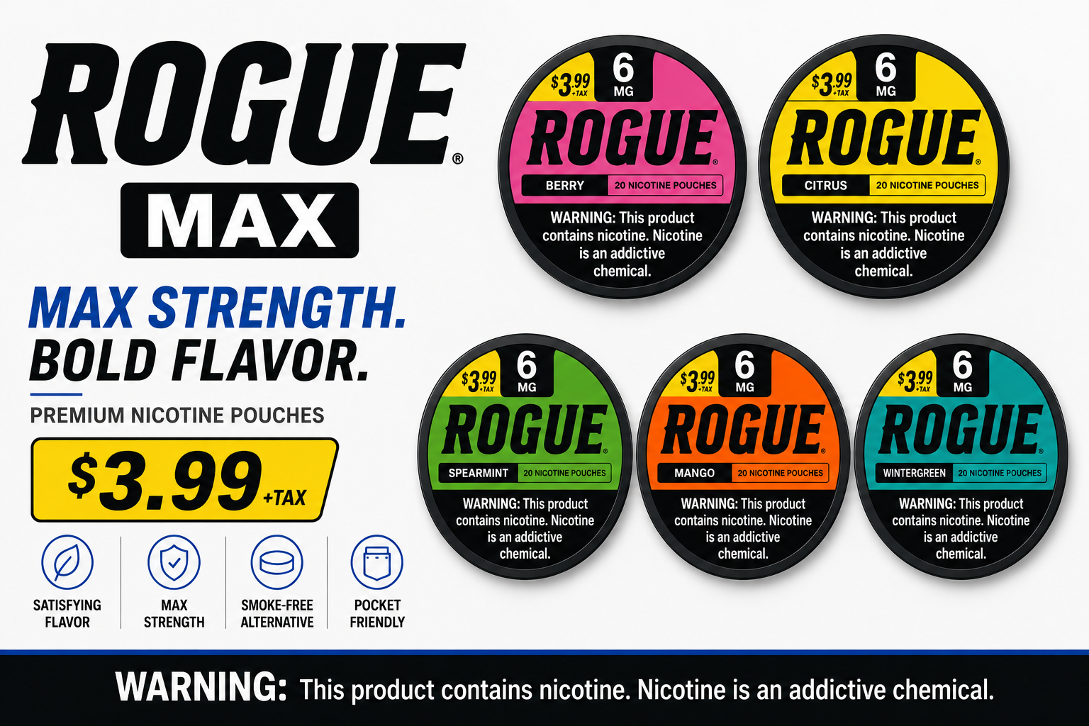 Rogue Nic Pouch 6MG 5CT Pre-Priced $3.99 product image