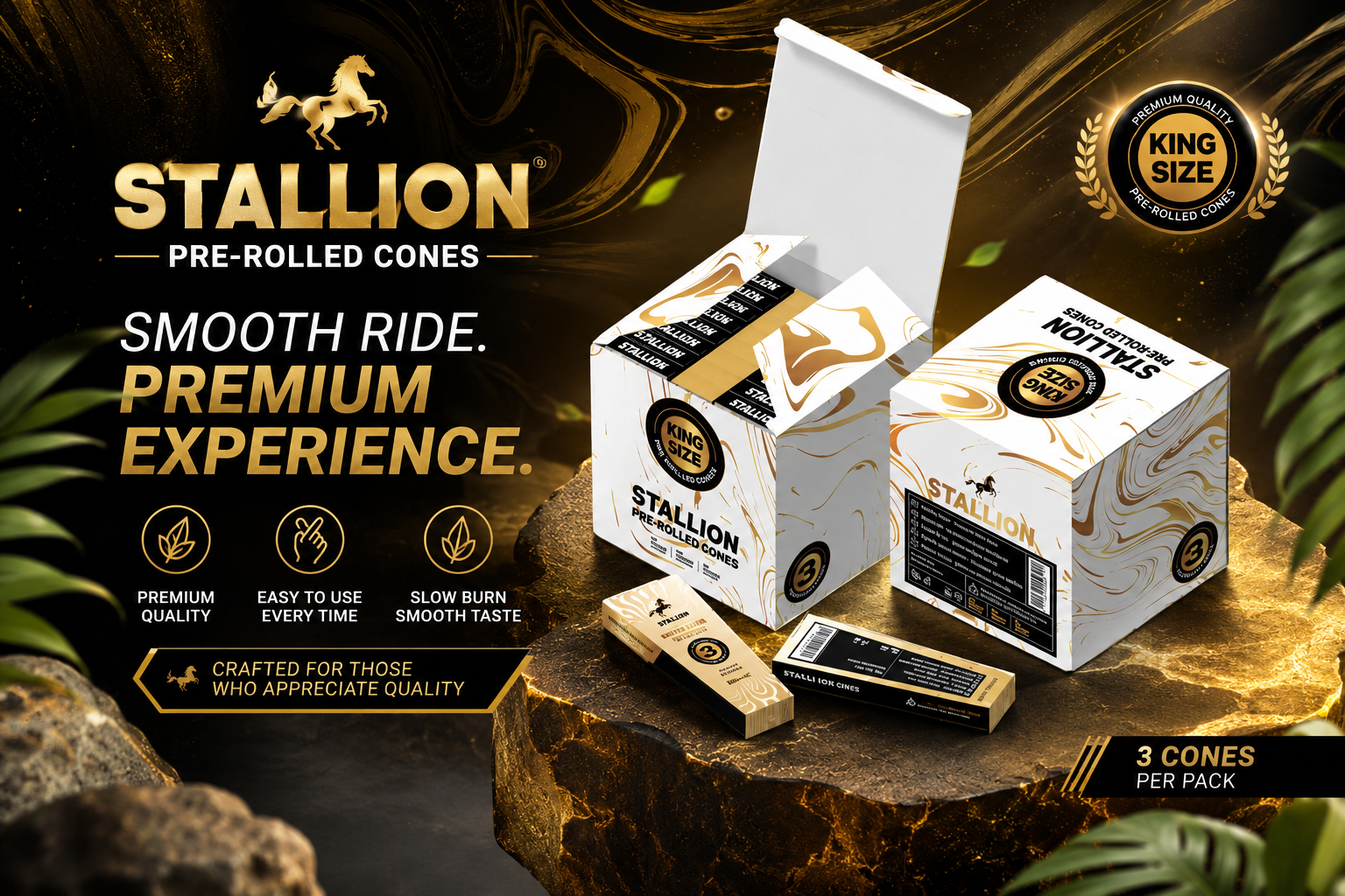 CP Stallion 3PK Cones King Size Slim 24CT/72 Cones Box (C12) product image