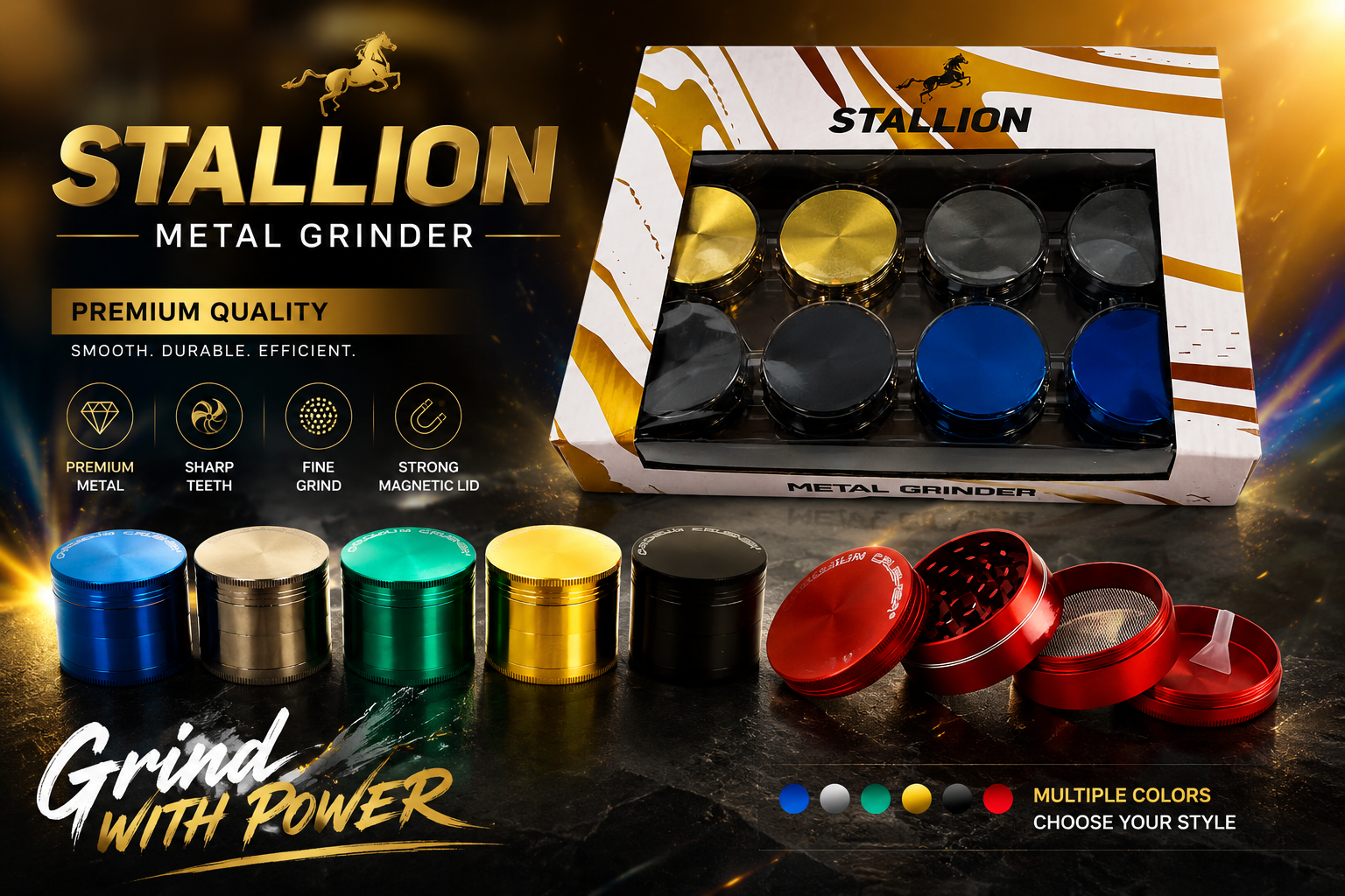 Stallion Grinder 4 Parts 12Ct 50MM Zinc Alloy Metal (C12)  product image