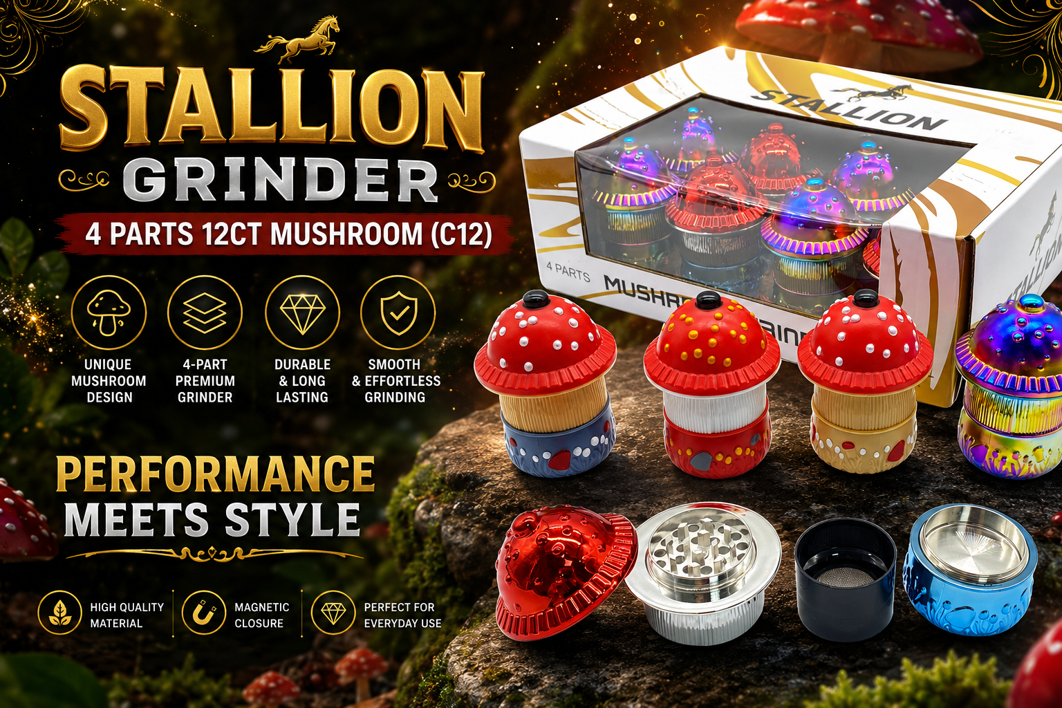 Stallion Grinder 4 Parts 12CT Mushroom (C12) product image