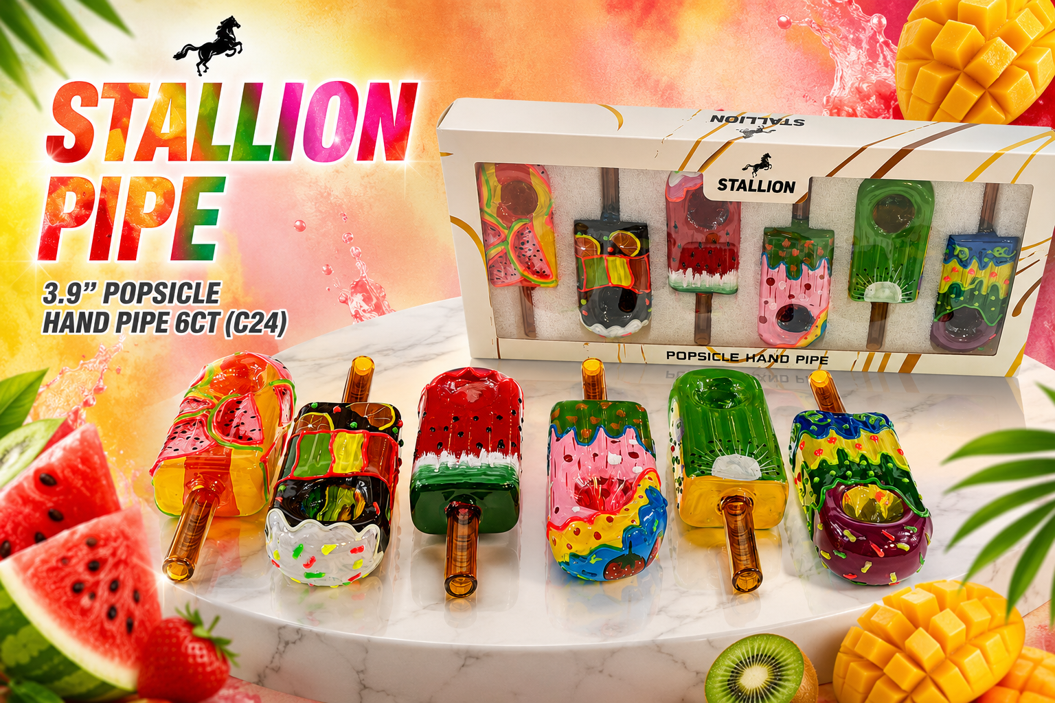 Stallion Pipe 3.9" Popsicle Hand Pipe 6CT (C24) product image