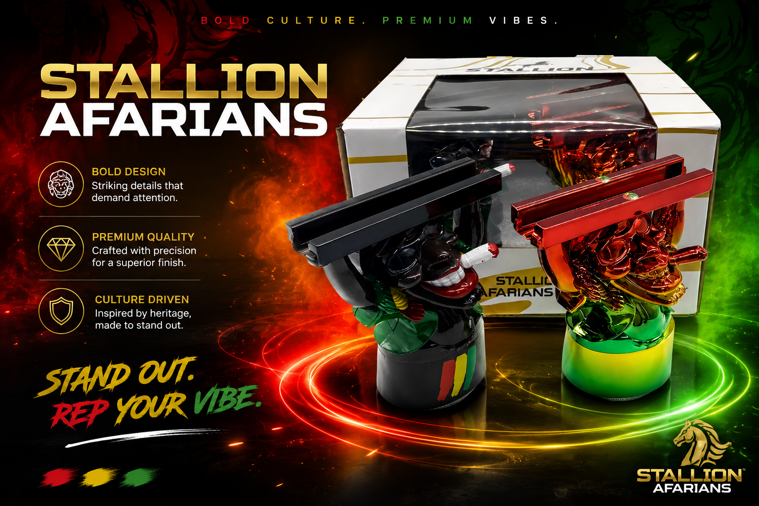 Stallion Grinder 4 Parts 6Ct 42MM Rastafarians (C18) product image