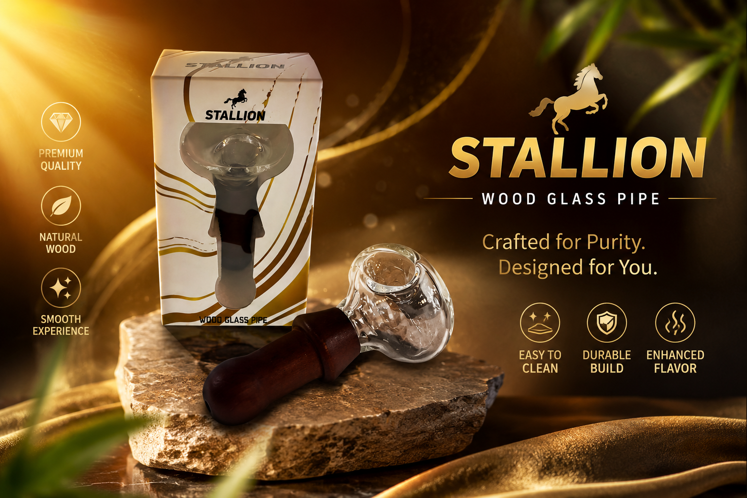 Stallion Pipe 4.5" Wood Glass Pipe 1CT (C100) product image