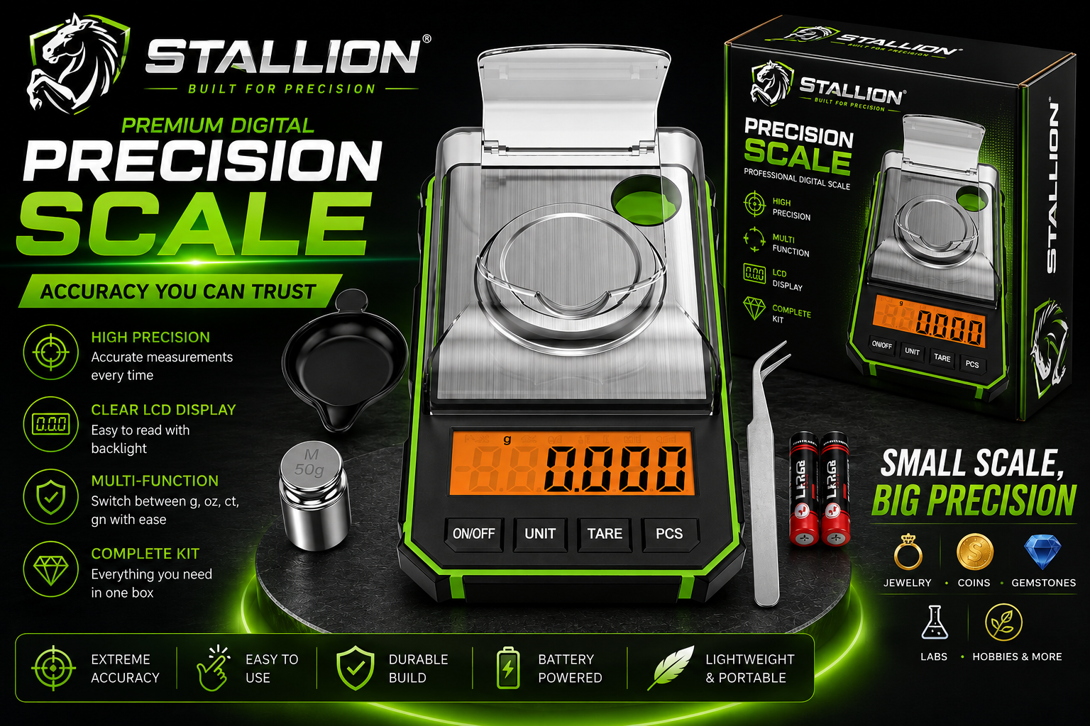 Scale Stallion Mx Pro 50 Black/Green 50 X 0.001G 1CT (C40) product image
