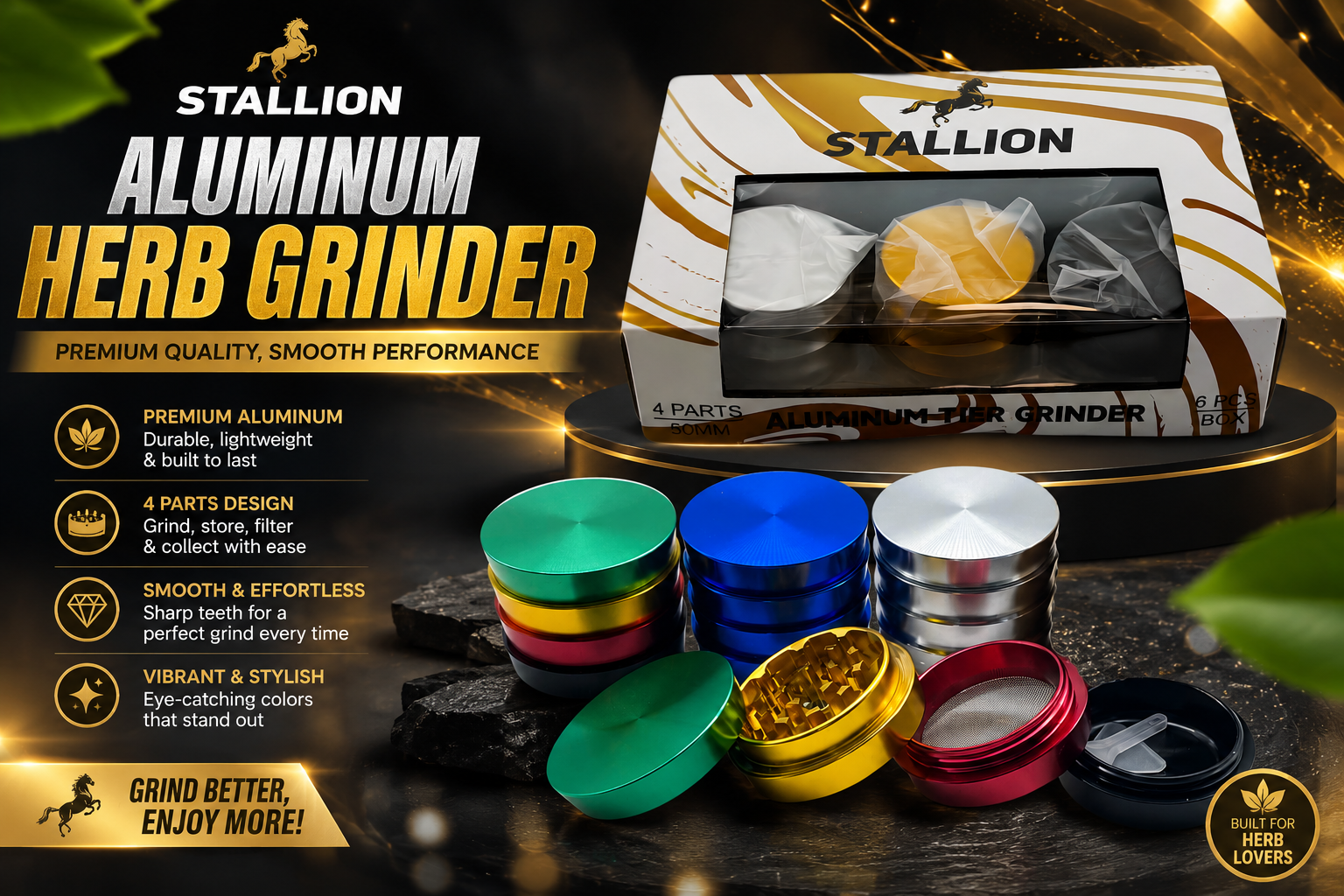 Stallion Grinder 4 Parts 6Ct 50MM Aluminum Tier (C12) product image