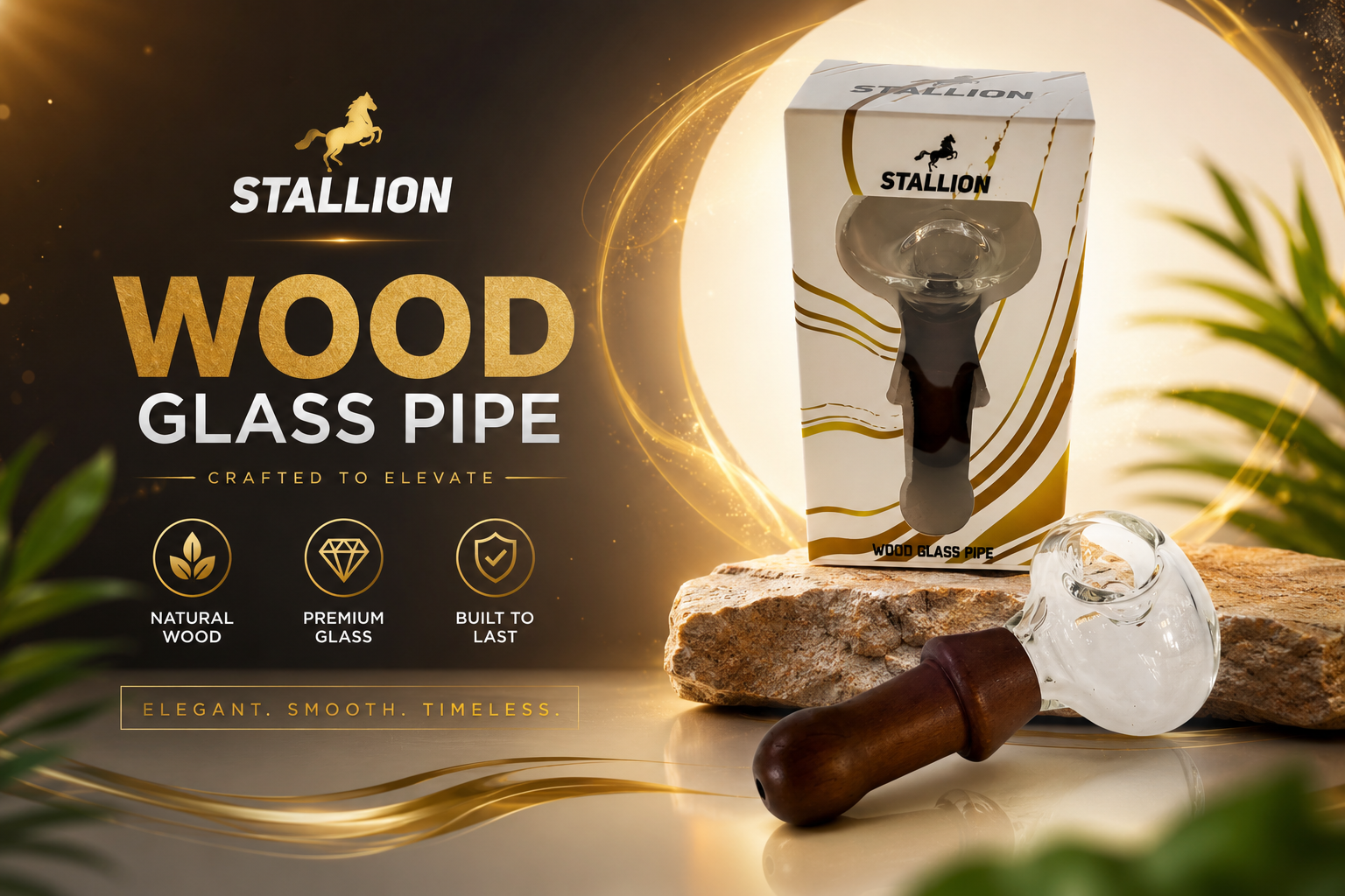 Stallion Pipe 5.0" Wood Glass Pipe 1CT (C100) product image
