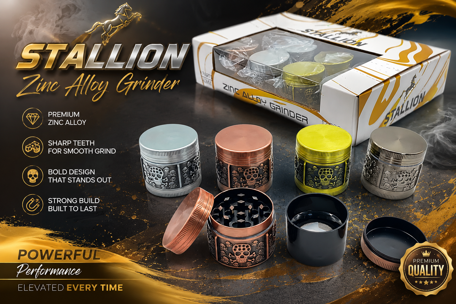 Stallion Grinder 4 Parts 12Ct 40MM Zinc Alloy (C12) product image