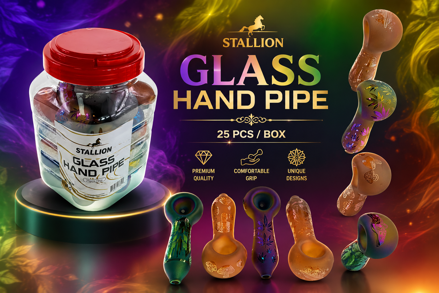 Pipe 4" Stallion Hand Pipe 25CT Jar (C8) product image