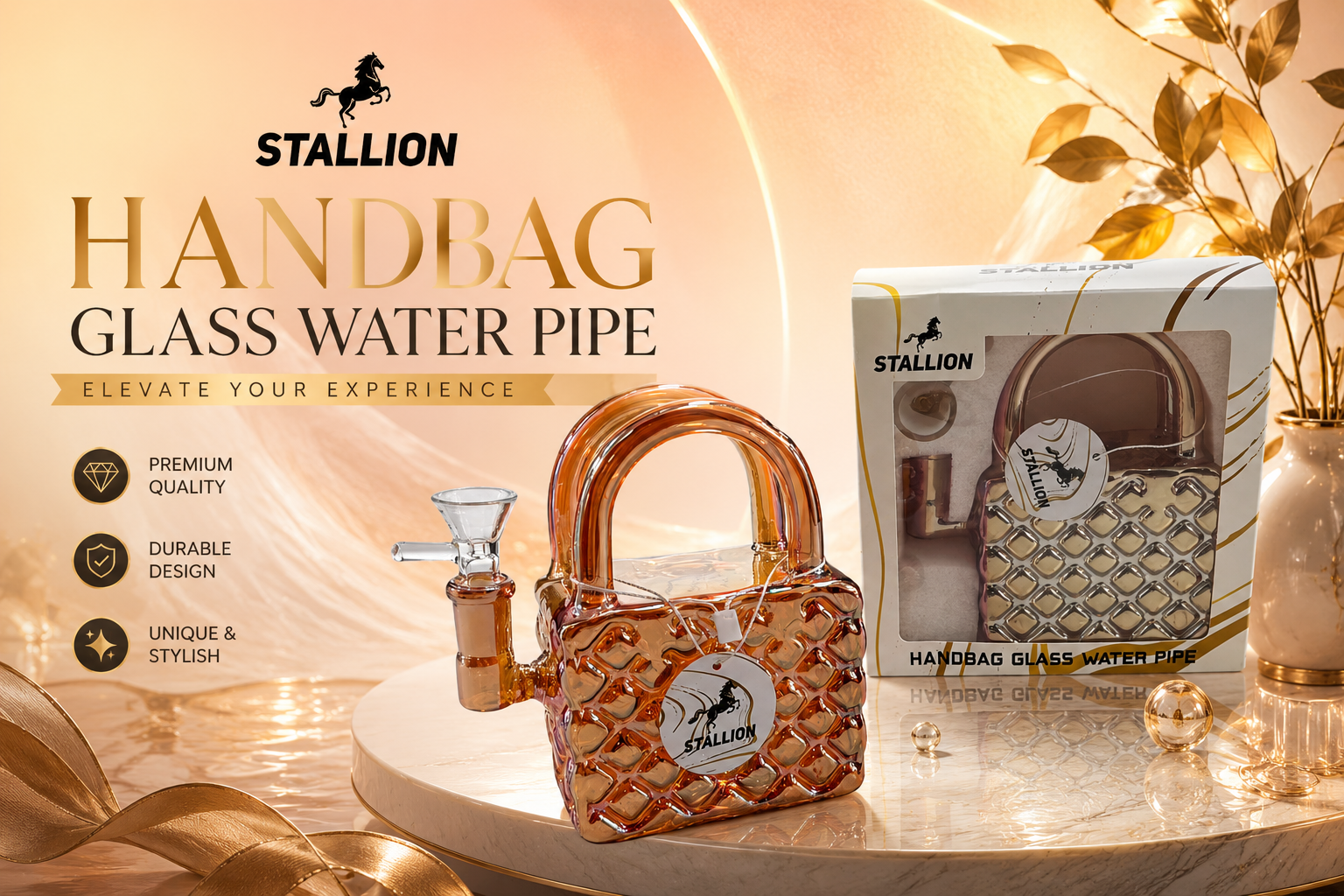 Stallion Pipe 14mm HandBag Glass Water Pipe 1CT (C49) product image