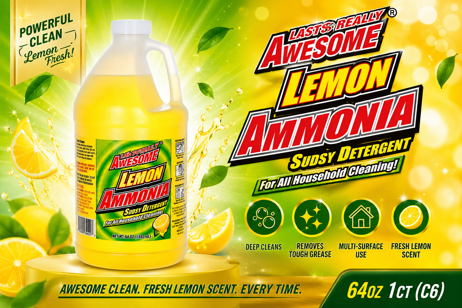 Awesome Ammonia Lemon Scent 64OZ 1CT (C6) product image