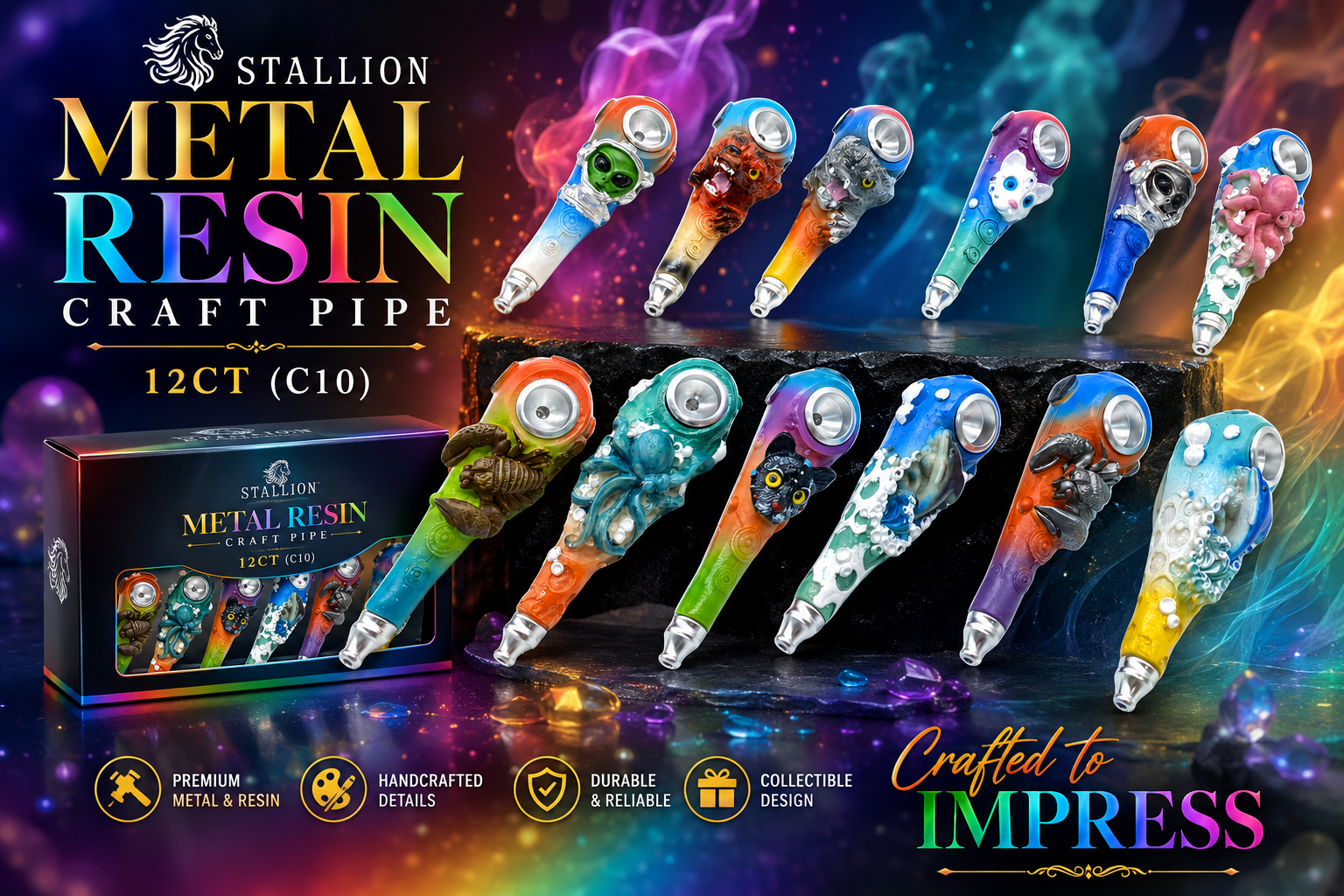 Stallion Metal Resin Craft Pipe 12CT (C10) product image
