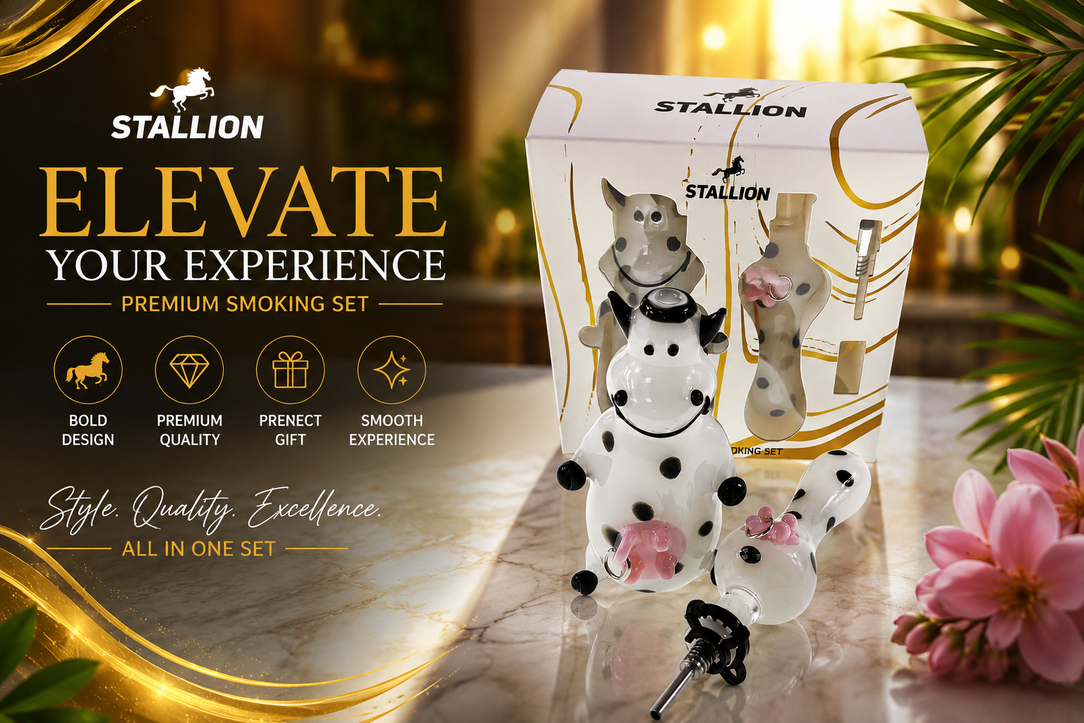 Stallion Pipe 4.5" Dairy Cow Smoking Set 1CT (C48) product image