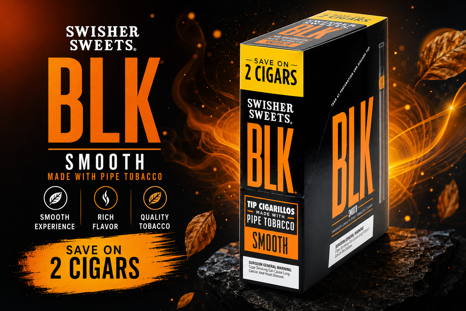 CGR Swisher Sweets Blk Smooth 15CT/2PK Save On 2 (C48) product image