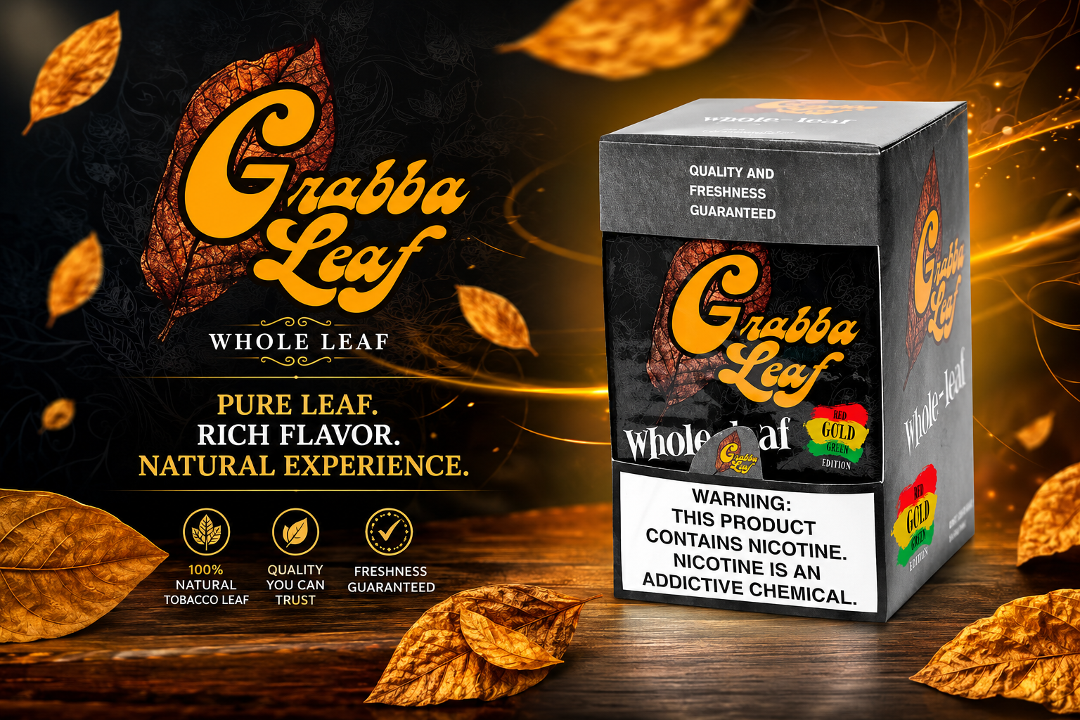 Tob Grabba Leaf Small Red Gold Green 25CT Black Box (C48) product image