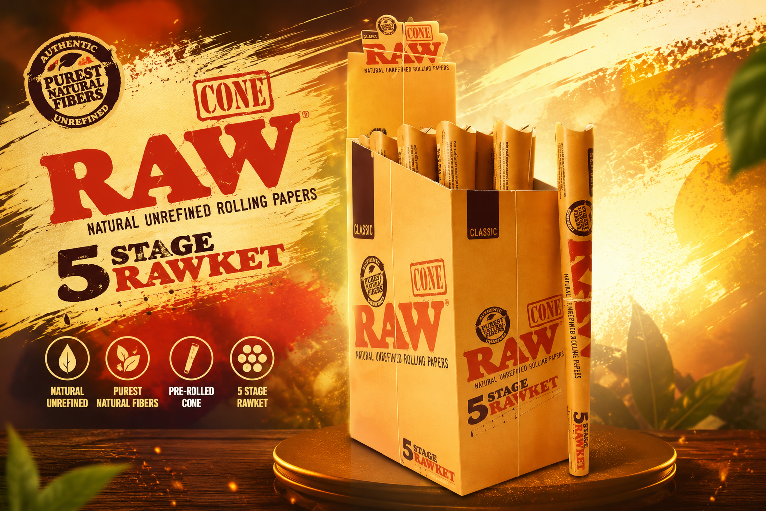 CP Raw Classic Pre-Roll Cone 5 In/PK Rawket (C20) product image