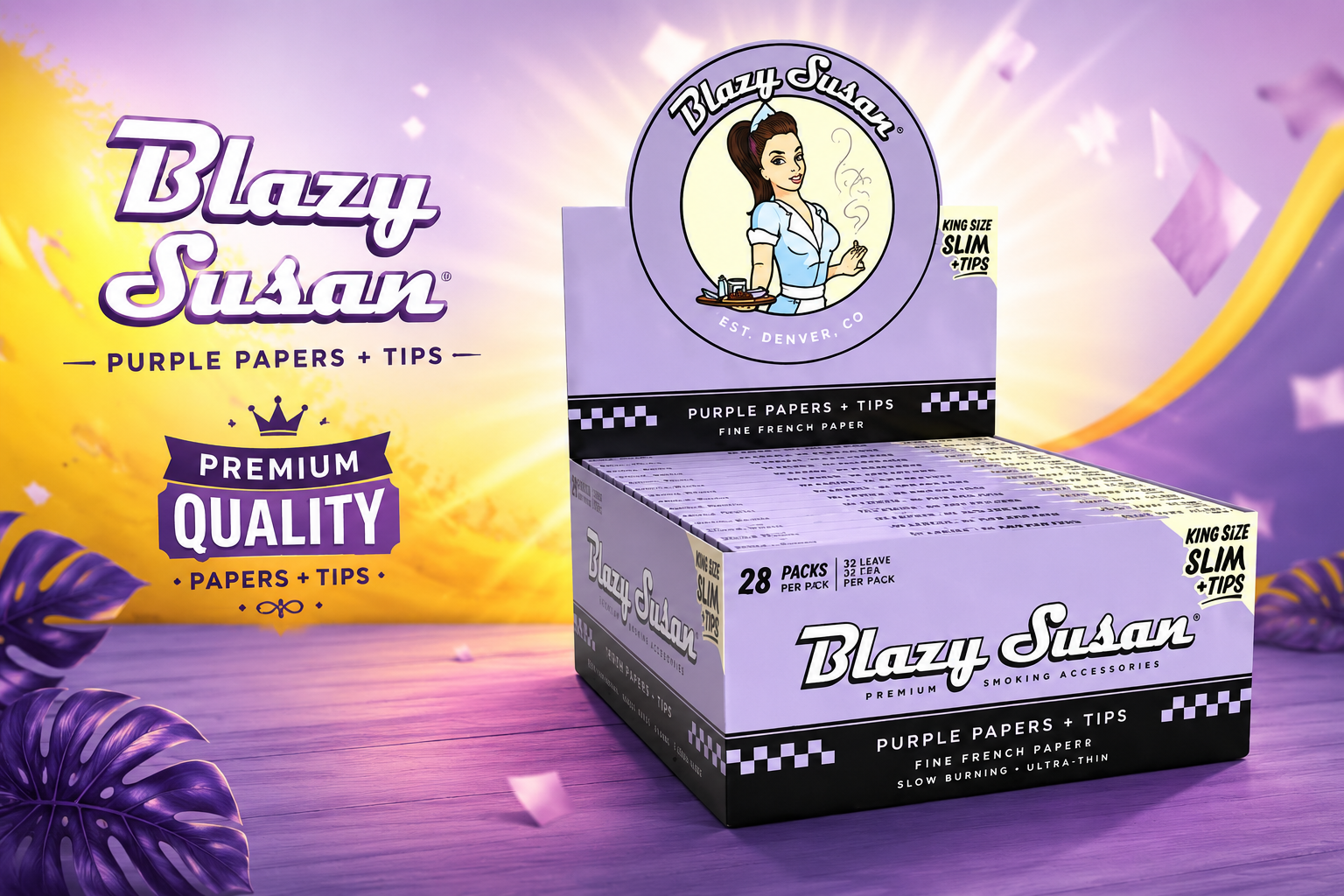 CP Blazy Susan Paper Purple King Size Slim Paper + Tips 32/PK 28CT (C25) product image