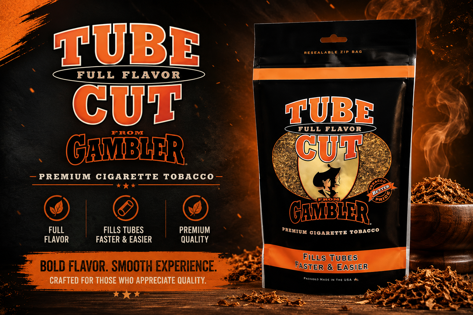 Tob Pipe Tobacco Bag Gambler 3OZ Light Tubecut (C36) product image