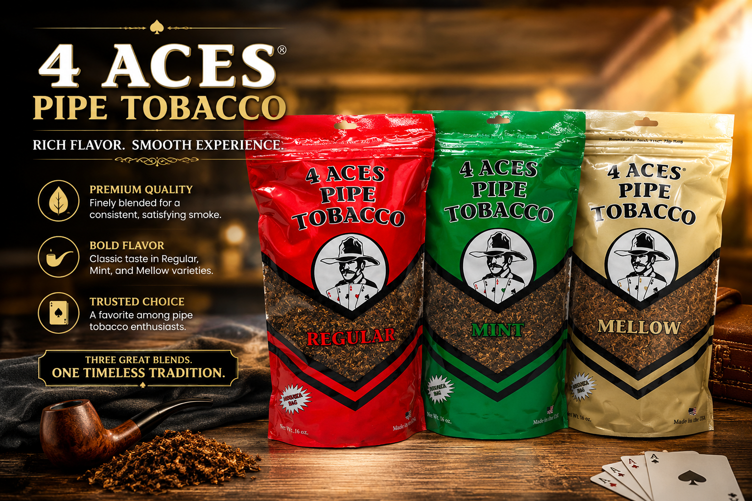 Tob Pipe Tobacco Bag 4Aces 16OZ (C12) product image