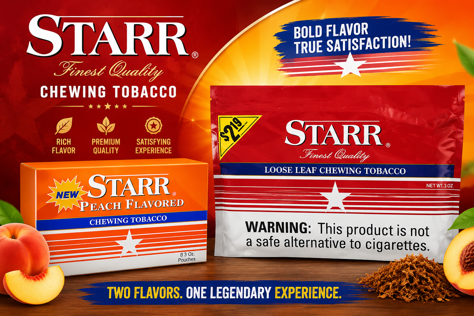 Tob L/L Chewing Tobacco Starr $2.19 Per Pouch 12CT (C12) product image
