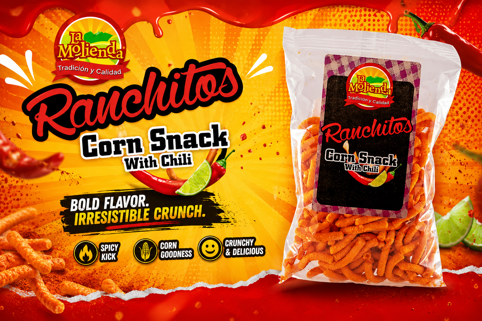 La Molienda Ranchitos Corn Snack With Chili 5OZ 1CT (C70) product image