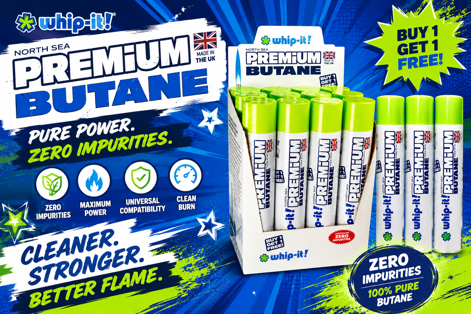 Butane Whip-It Premium 14.20OZ 1CT Box (B1G1) (B12/C72) product image