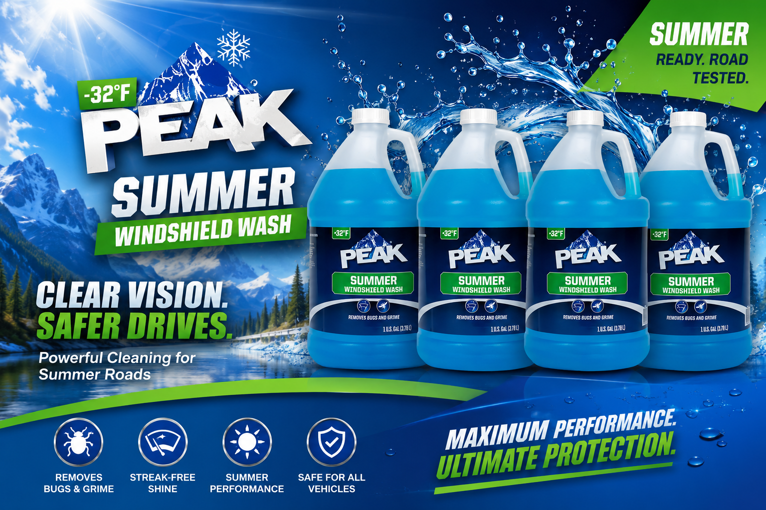 Windshield Washer 1 Gallon 1CT (C6) | Peak Summer 32 Degree Solvent product image