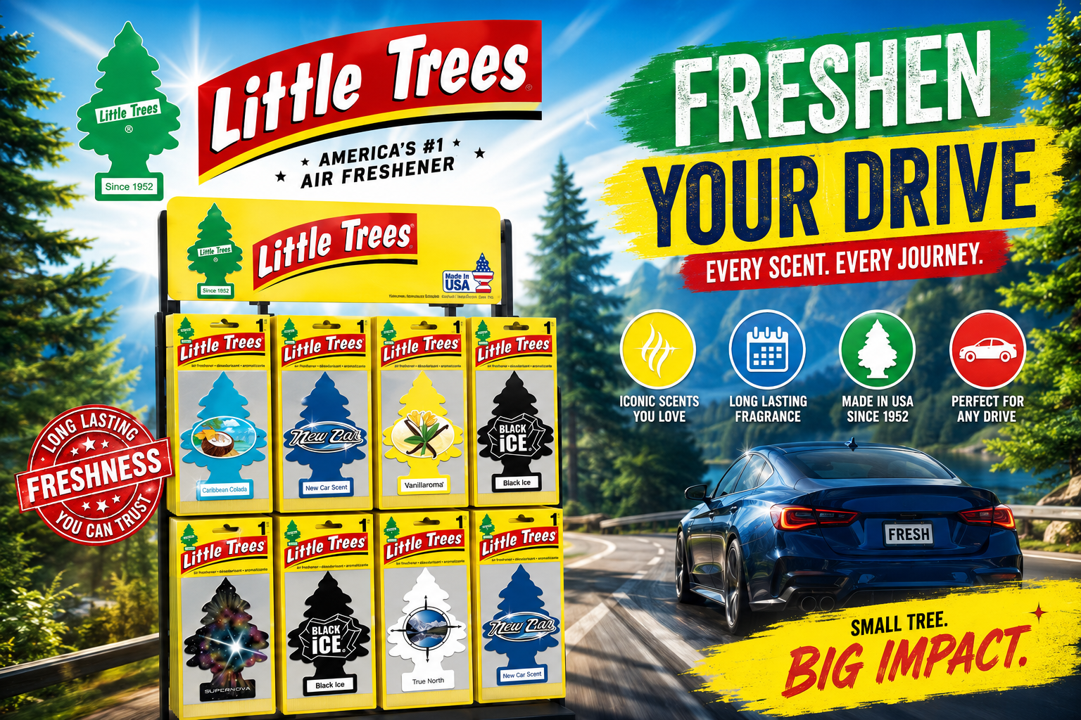 Air Freshener Little Trees Assorted Plastic Rack 144CT product image